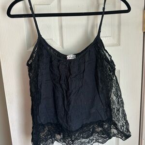 Free People Black Lace Spaghetti Strap Camisole